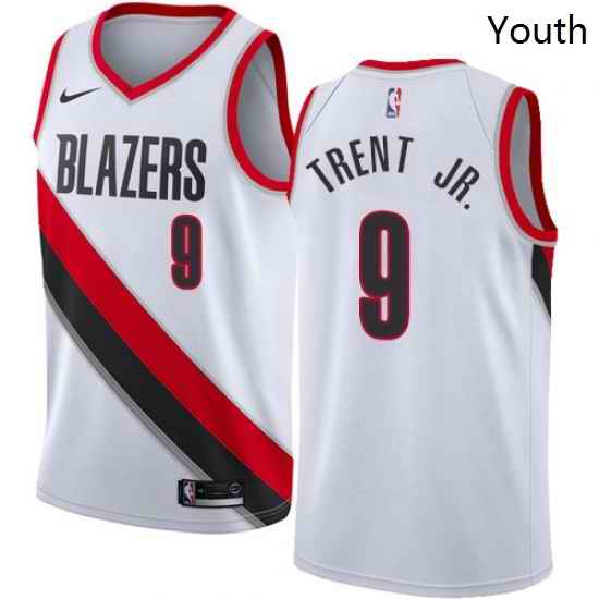 Youth Nike Portland Trail Blazers 9 Gary Trent Jr Swingman White NBA Jersey Association Edition